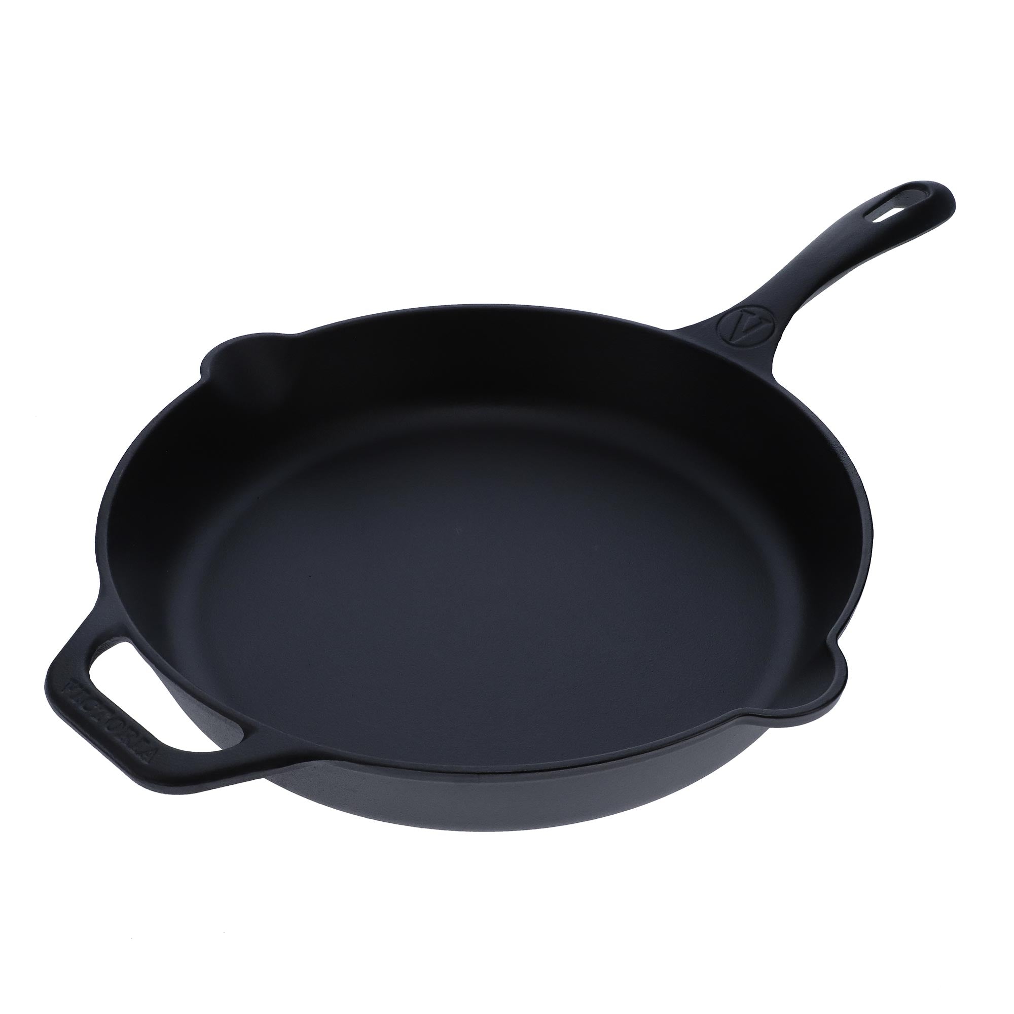 Victoria 12-inch Cast Iron Skillet, one of the two pans compared